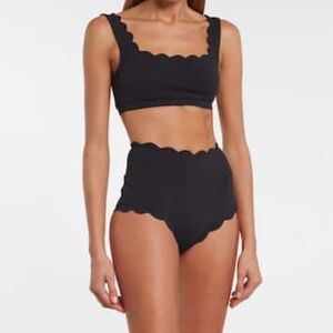 MARYSIA high waisted reversible blue/ black bikini bottoms